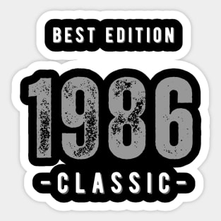 Vintage Birthday Year 1986 Black Sticker